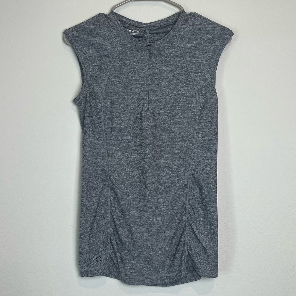 Athleta 1/4 Quarter Zip Ruched Top Heather Gray Size XS